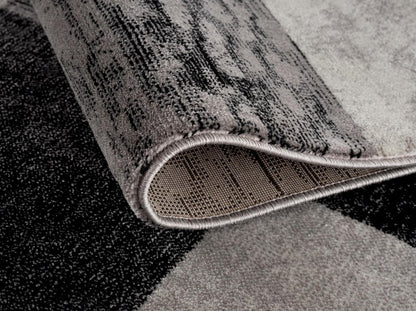 2' X 6' Gray Geometric Blocks Area Rug