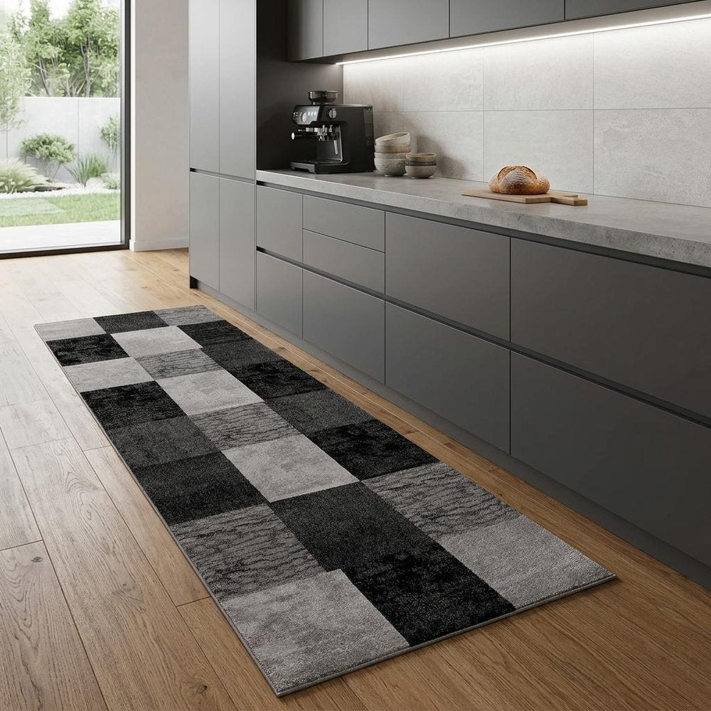 5' X 7' Gray Checkered Dhurrie Area Rug