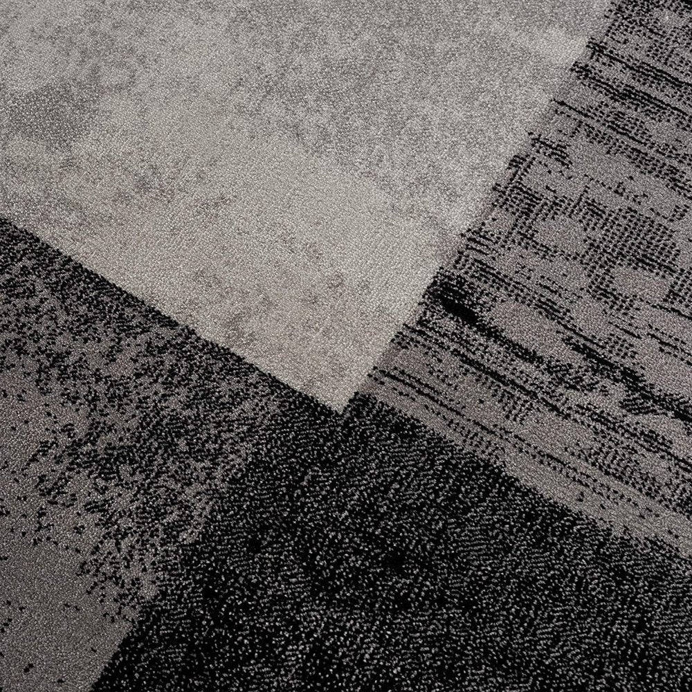 6' X 9' Black And Gray Geometric Distressed Area Rug