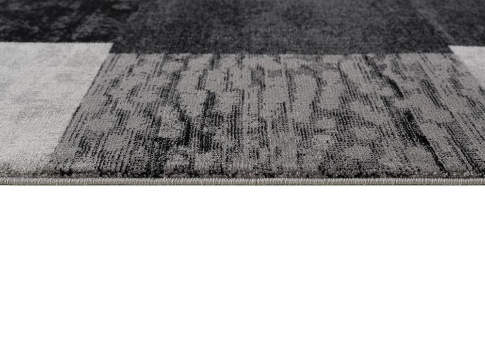 2' X 6' Gray Geometric Blocks Area Rug