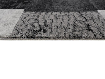 2' X 6' Gray Geometric Blocks Area Rug