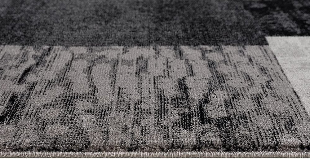 2' X 6' Gray Geometric Blocks Area Rug