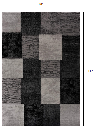 8' Grey Checkered Power Loom Runner Rug