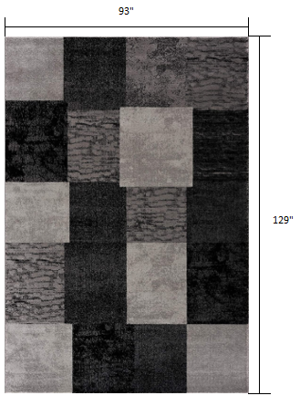 8' Grey Checkered Power Loom Runner Rug