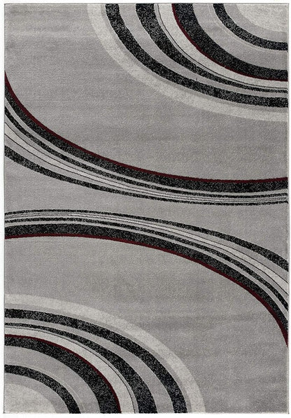 13' Gray And Black Abstract Shag Runner Rug