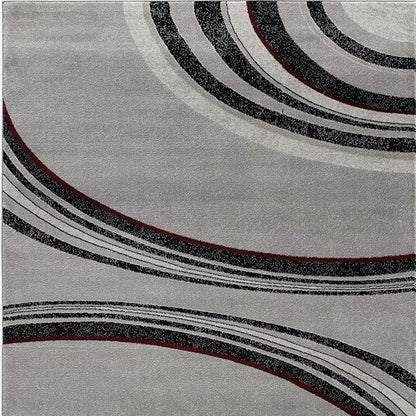 13' Gray And Black Abstract Shag Runner Rug