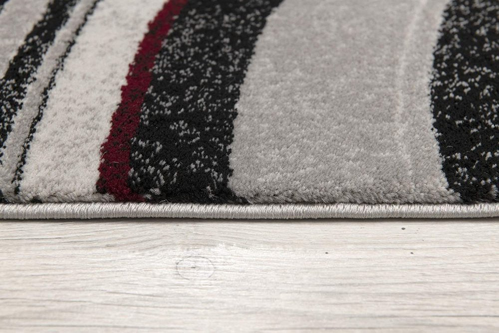 13' Gray And Black Abstract Shag Runner Rug