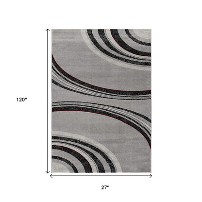4' X 6' Gray Abstract Power Loom Area Rug