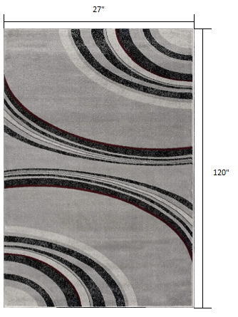 10' Gray Abstract Power Loom Runner Rug