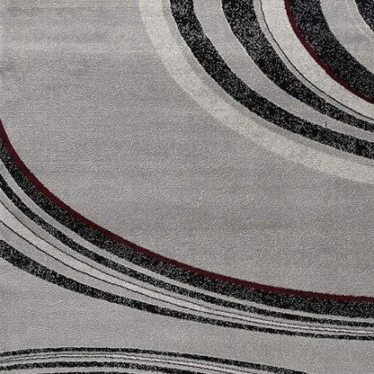 10' Gray Abstract Power Loom Runner Rug