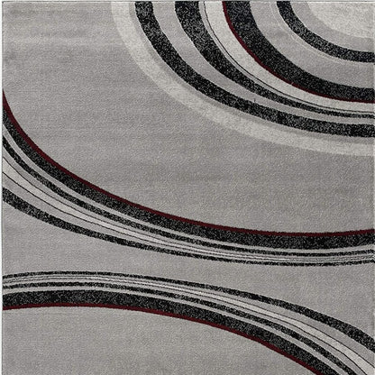 10' Gray Abstract Power Loom Runner Rug