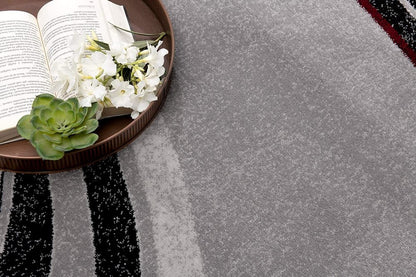 13' Gray And Black Abstract Shag Runner Rug