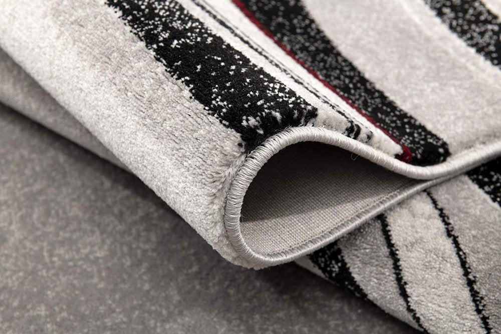 13' Gray And Black Abstract Shag Runner Rug