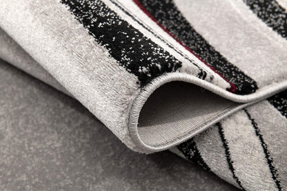 13' Gray And Black Abstract Shag Runner Rug