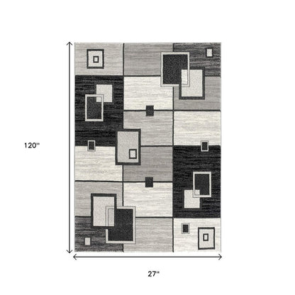 3' X 5' Gray Abstract Power Loom Area Rug