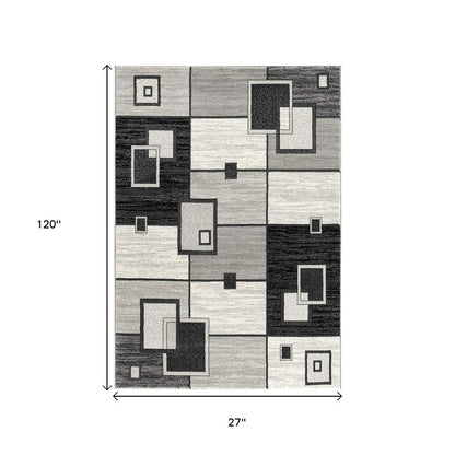 6' X 9' Gray Abstract Dhurrie Area Rug