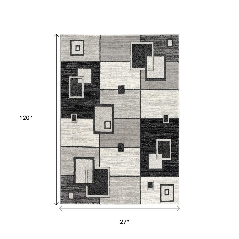 3' X 5' Gray Abstract Power Loom Area Rug