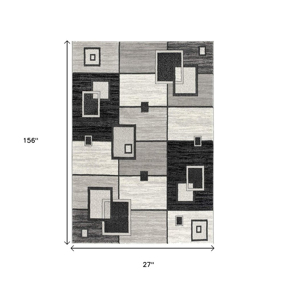 3' X 5' Gray Abstract Power Loom Area Rug