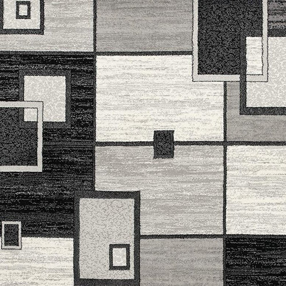 10' Gray Abstract Power Loom Runner Rug