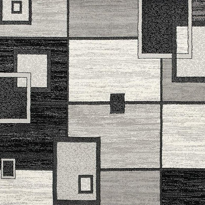 10' Gray Abstract Power Loom Runner Rug