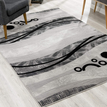 6' X 9' Gray Abstract Dhurrie Area Rug