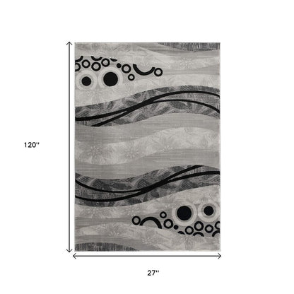 5' X 7' Gray And Black Abstract Area Rug