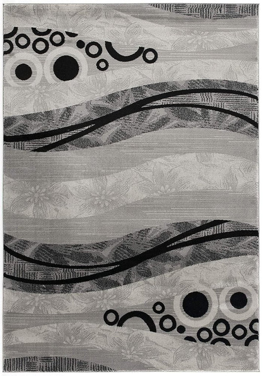 13' Gray And Black Abstract Shag Runner Rug