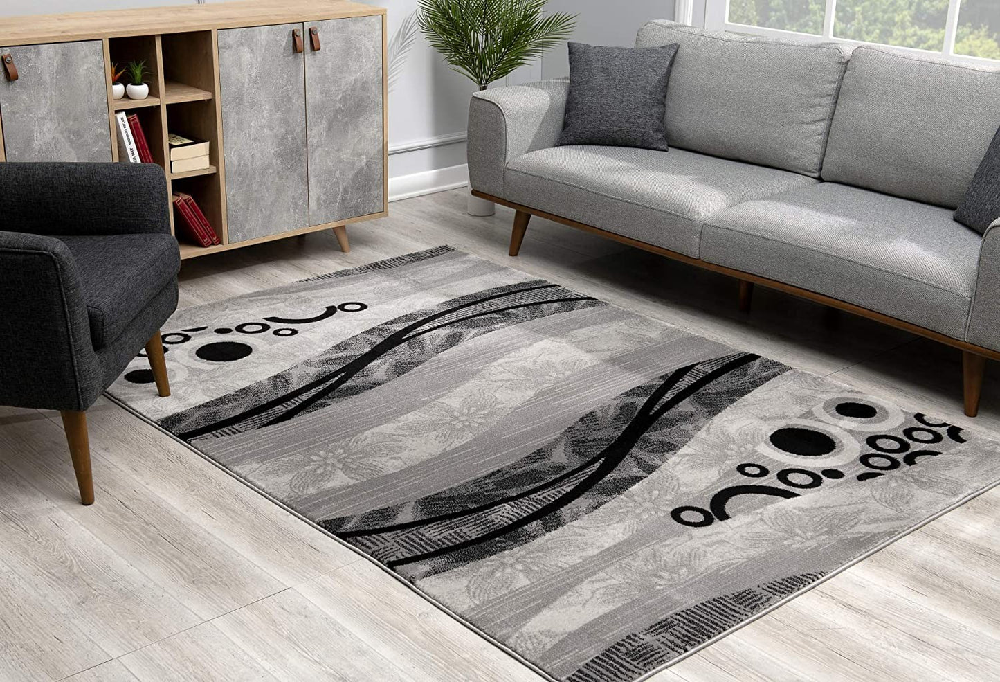 6' X 9' Gray Abstract Dhurrie Area Rug