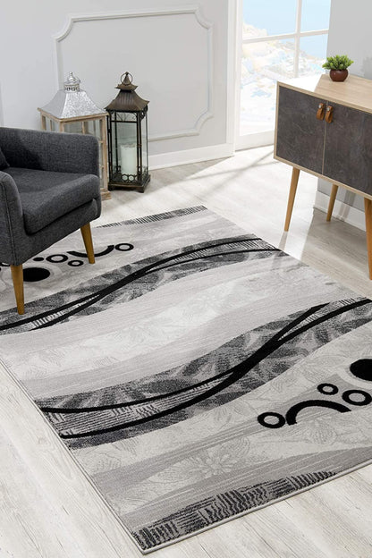 6' X 9' Gray Abstract Dhurrie Area Rug