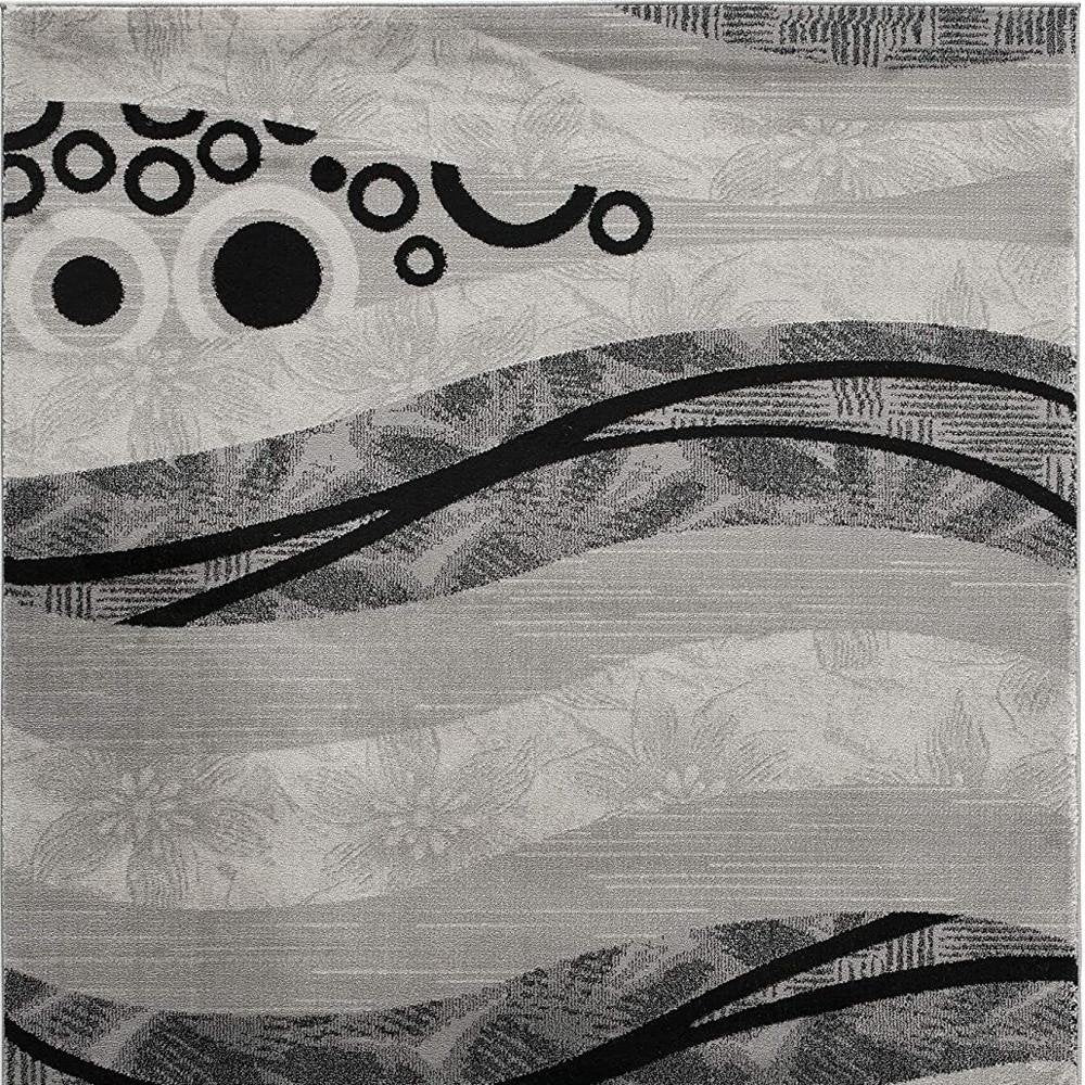 5' X 7' Gray And Black Abstract Area Rug