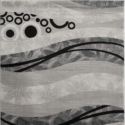 5' X 7' Gray And Black Abstract Area Rug