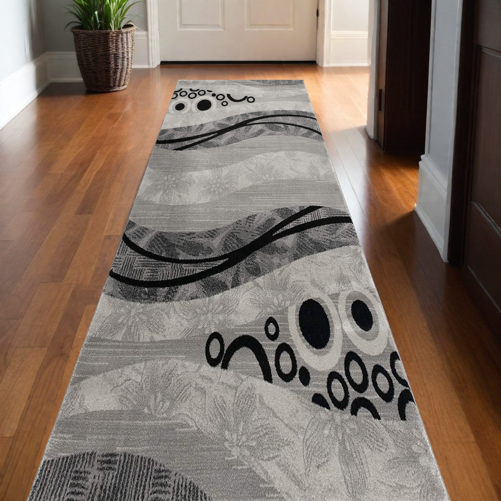 6' X 9' Gray Abstract Dhurrie Area Rug