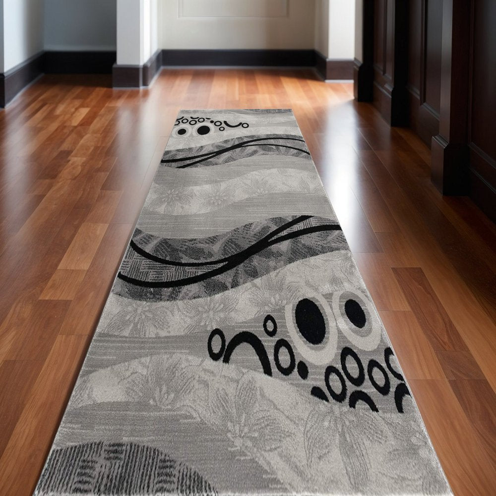 4' X 6' Gray Abstract Power Loom Area Rug