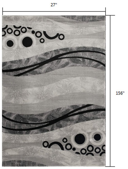 5' X 7' Gray And Black Abstract Area Rug