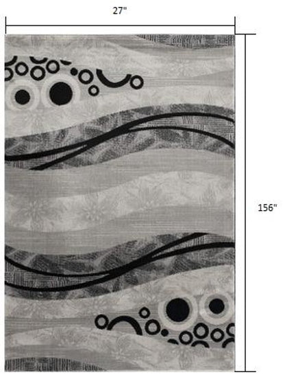 4' X 6' Gray Abstract Power Loom Area Rug