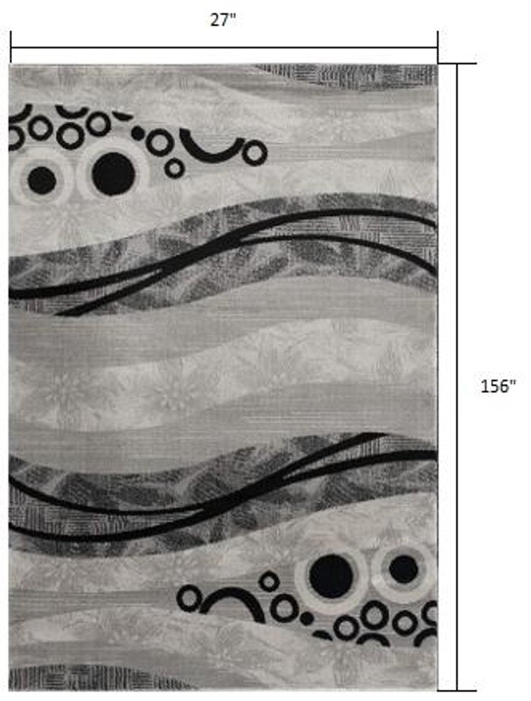 5' X 7' Gray And Black Abstract Area Rug