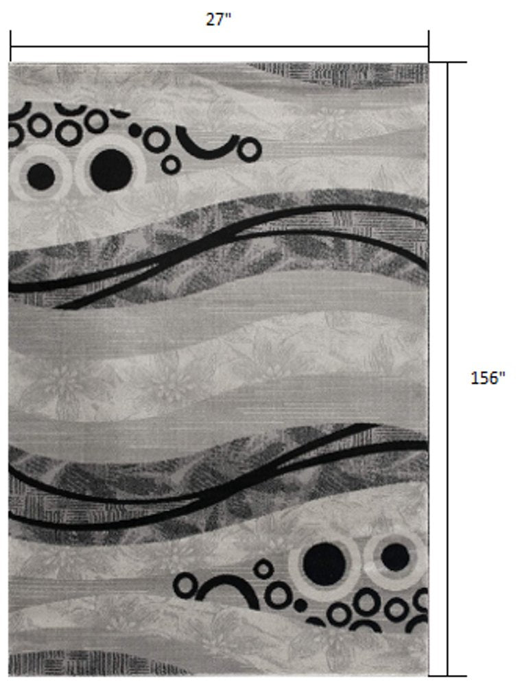 5' X 7' Gray And Black Abstract Area Rug