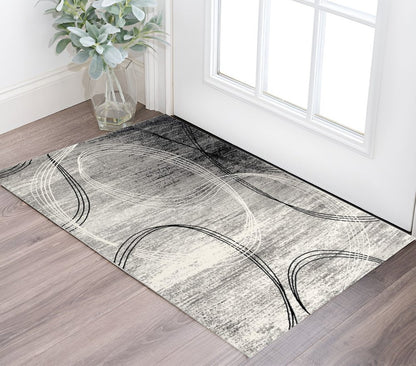 6' X 9' Gray Abstract Dhurrie Area Rug