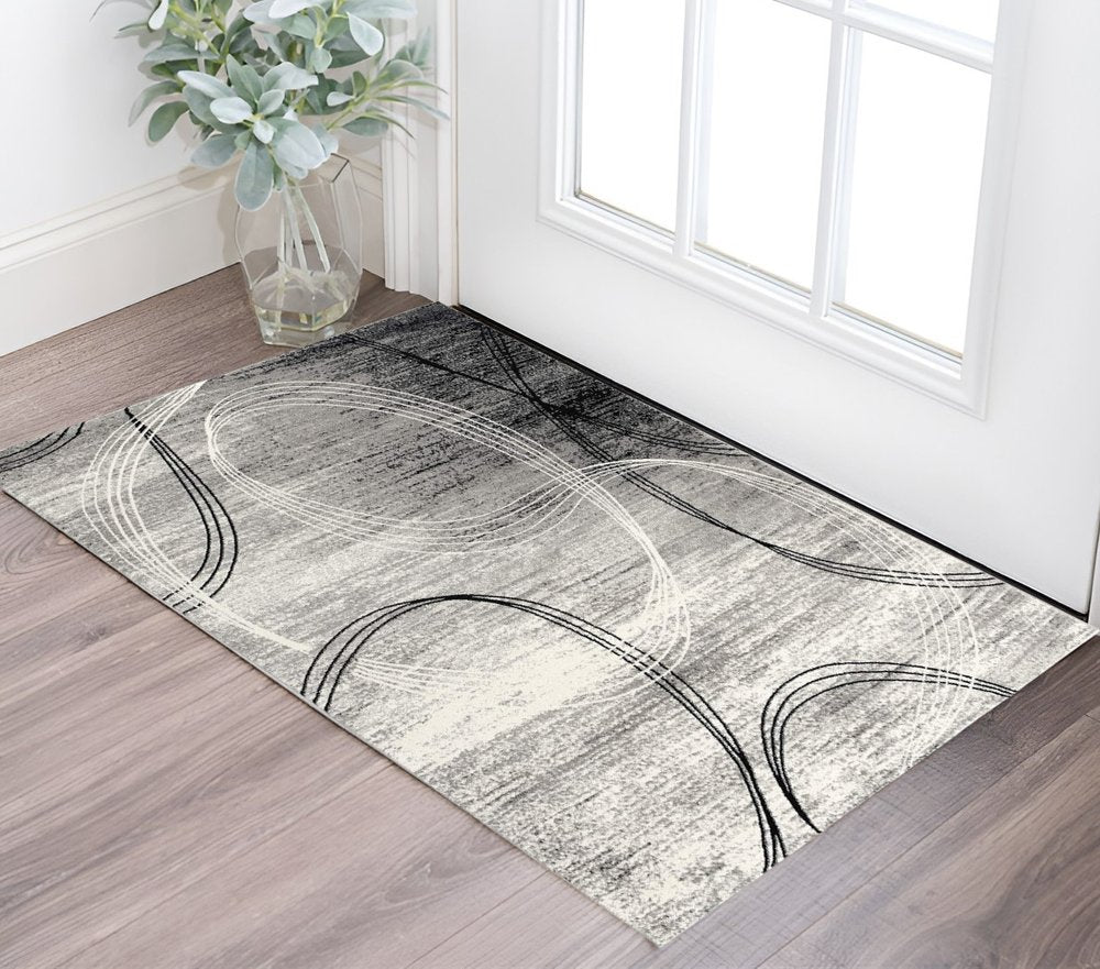 5' X 7' Gray Abstract Dhurrie Area Rug