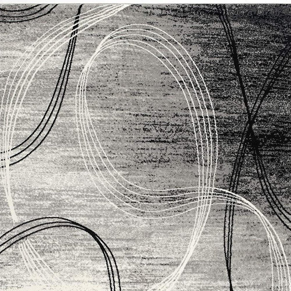 2' X 4' Gray Abstract Dhurrie Area Rug