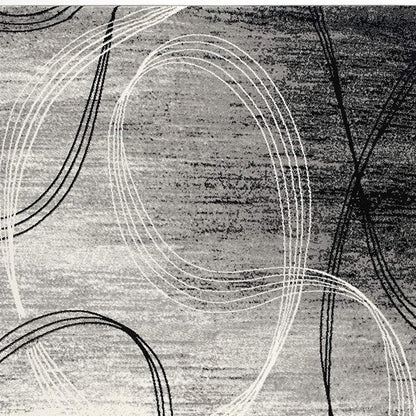 2' X 4' Gray Abstract Dhurrie Area Rug