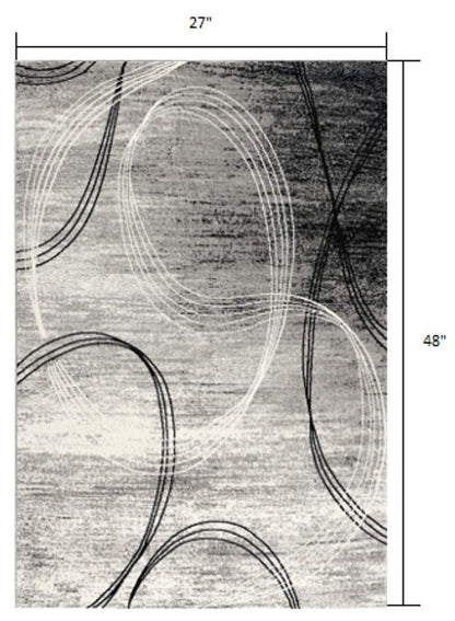 2' X 4' Gray Abstract Dhurrie Area Rug