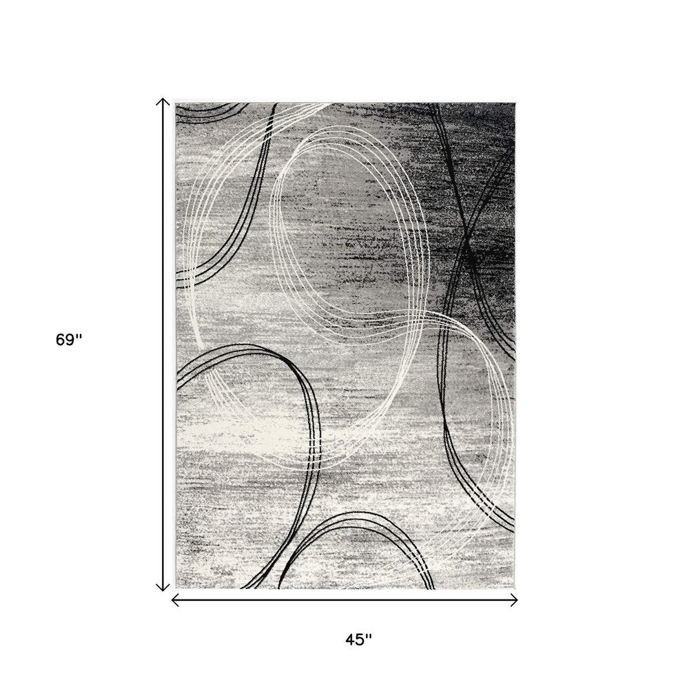 2' X 4' Gray Abstract Dhurrie Area Rug