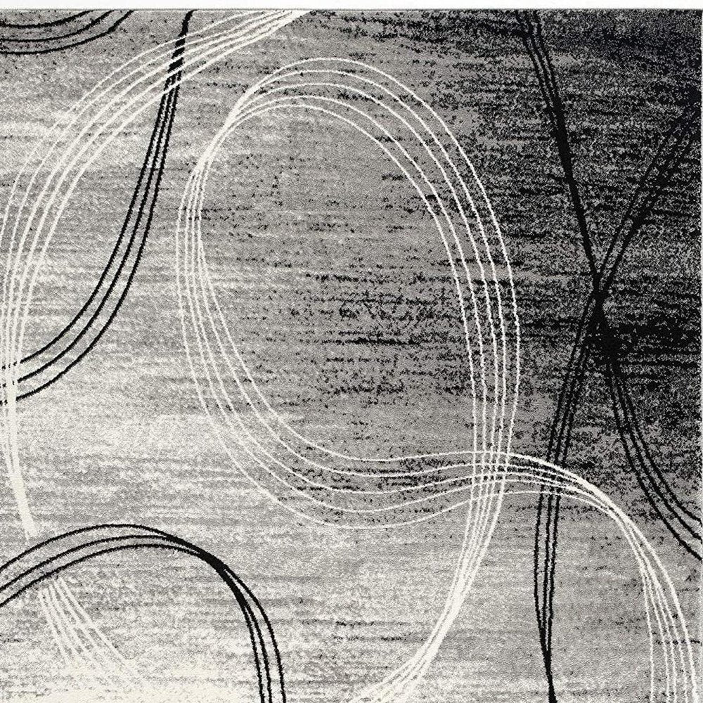 2' X 4' Gray Abstract Dhurrie Area Rug