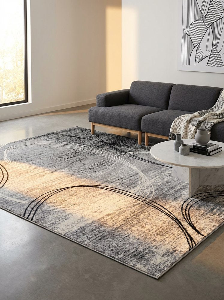 6' X 9' Gray Abstract Dhurrie Area Rug