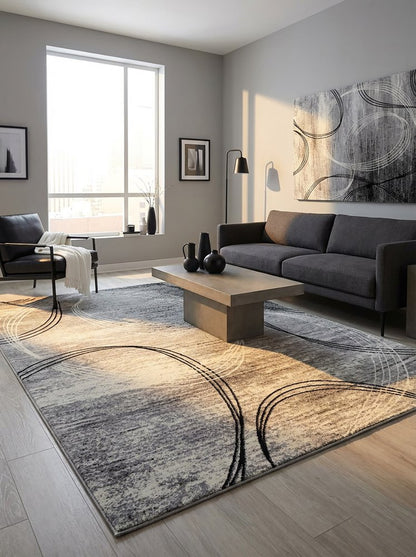 6' X 9' Gray Abstract Dhurrie Area Rug