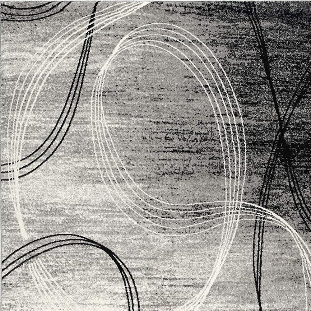 2' X 4' Gray Abstract Dhurrie Area Rug