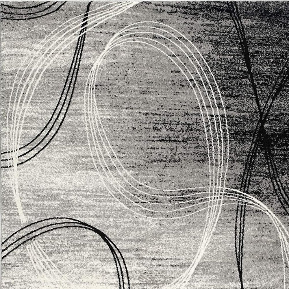 2' X 4' Gray Abstract Dhurrie Area Rug