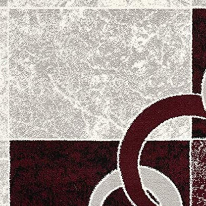 10' Red And White Abstract Runner Rug