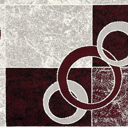 10' Red And White Abstract Runner Rug